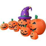 Outdoor Halloween Decorations Inflatables Yard Blow Up Decor Lawn Light Up Happy Pumpkin Family LED Light Up 9 feet x 4.5 feet by HappyThings! - Glow-Paradise