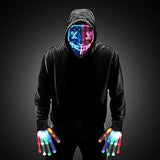 Halloween Scary Mask with LED Gloves Kit, LED Costume Mask EL Wire Light Up Mask for Halloween Costume Festival Cosplay - Glow-Paradise