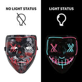 Halloween Scary Mask with LED Gloves Kit, LED Costume Mask EL Wire Light Up Mask for Halloween Costume Festival Cosplay(Mix Pink&Blue) - Glow-Paradise