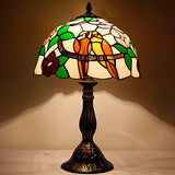 WERFACTORY Tiffany Table Lamp Stained Glass Bedside Lamp Double Tropical Birds Desk Reading Light 12X12X18 Inches Decor Nightstand Bedroom Living Room Home Office (LED Bulb Included) S803 Series - Glow-Paradise