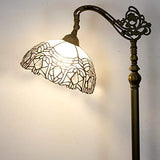 WERFACTORY Tiffany Floor Lamp White Crystal Bent Stained Glass Arched Lamp 12X18X64 Inches Gooseneck Adjustable Corner Standing Reading Light Decor Bedroom Living Room (LED Bulb Included) S508W Series - Glow-Paradise