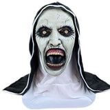 Yaskitao Scary The Nun Mask,Halloween Devil Nun Head Mask Costum Cosplay with Headscarf,Horror Nun Mask Party Props (Black) - Glow-Paradise