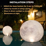 TIALLY Full Moon Floating Pool Lights Solar Powered - 14" Inflatable Solar Pool Lights That Float - Waterproof Light up Pool Floats for Pool Party Decorations - Pool Gifts for Pool Owners (2 Pack) - Glow-Paradise