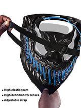 Venobat Halloween Mask LED Light Up Mask for Adults Kids - Cool Neon Glow Mask with Dark and Evil Glowing Eyes 3 Lighting Modes El Wire for Halloween Costume Party Festival Cosplay (Blue) - Glow-Paradise