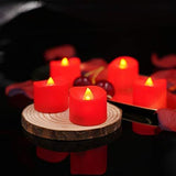 Homemory Flameless Candles, Pack of 24 Flickering LED Tea Light Candles Battery Operated, Red Tea Lights, Batteries Included - Glow-Paradise