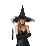 QinYing Halloween Costume Witch Hats for Women Steeple Top with LED Lights for Party (Black Polka Dots) - Glow-Paradise