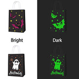 16 PCS Halloween Treat Bags for Kids Trick or Treat Candy Bags, Glow in The Dark Bags with Handles for Halloween Party Favors - Glow-Paradise