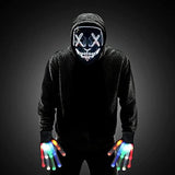 Halloween Scary Mask with LED Gloves Kit, LED Costume Mask EL Wire Light Up Mask for Halloween Costume Festival Cosplay(White) - Glow-Paradise