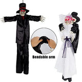 DR.DUDU Halloween Decorations Set of 2 Skeleton Bride Groom, 40" x 26" Hanging Poseable Spooky Ghost Wedding Couple for Indoor Outdoor Haunted House Party Props - Glow-Paradise