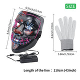Halloween Scary Mask with LED Gloves Kit, LED Costume Mask EL Wire Light Up Mask for Halloween Costume Festival Cosplay(mix Blue&Purple) - Glow-Paradise