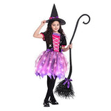 Halloween Witch Costume for Girls, Light Up Toddler Witch Dress with Hat and Broom, Kids Witch Costumes for Halloween Role-Play Party (Small) - Glow-Paradise