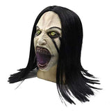Horror Crying Woman Mask with Wigs, Latex Creepy Scary Evil Female Ghost Devil Full Head Mask Halloween Cosplay Props - Glow-Paradise