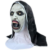 Yaskitao Scary The Nun Mask,Halloween Devil Nun Head Mask Costum Cosplay with Headscarf,Horror Nun Mask Party Props (Black) - Glow-Paradise