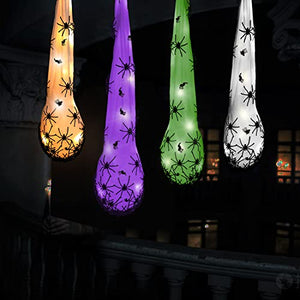 4 Packs Halloween Decoration Premake Light-up Spider Hanging Egg Sacs (20