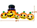 TURNMEON 8 Ft Long Halloween Inflatables 5 Pumpkins Lanterns, Lighted Pumpkin Ghosts Blow Ups with 6 Stake 2 Tether 1 Weight Bag Halloween Yard Decoration Outdoor Indoor Garden Lawn Home Holiday Party - Glow-Paradise