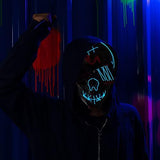 Halloween Mask LED Light up Costumes Scary Mask for Party Supplies Favor (Blue pirate) - Glow-Paradise