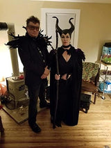 JEGERMIG Adult Dark Cloak Halloween Role Play Knight Cape Feather Cape Black - Glow-Paradise
