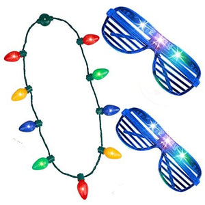 Light Up Necklace Flashing Glow in The Dark LED Light Bulbs for Kids Adults Ugly Christmas Xmas Birthday Wedding Halloween Rave Carnival Party Supplies Favors Accessories Best Gift - Glow-Paradise