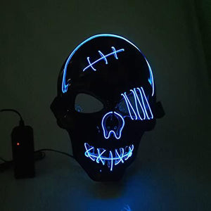 Halloween Mask LED Light up Costumes Scary Mask for Party Supplies Favor (Blue pirate) - Glow-Paradise