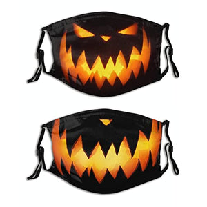2Pack Halloween Scary Pumpkin Face Masks Men Women, Washable & Reusable Fabric Halloween Mask for Adults with 4Pcs Filters - Glow-Paradise