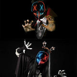 Halloween Scary Mask with LED Gloves Kit, LED Costume Mask EL Wire Light Up Mask for Halloween Costume Festival Cosplay(Red & blue) - Glow-Paradise