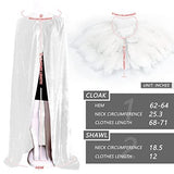 JEGERMIG Neutral Role-Play Vampire Cloak with Feathers Medieval Knight Cape White - Glow-Paradise