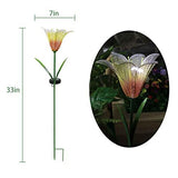 Roaming Light 2 Pack Solar Flowers，Solar Lights Outdoor Garden Flowers, Solar Garden Lights Waterproof for Patio Yard Walkway Pathway Lawn Decorations (Lily) - Glow-Paradise