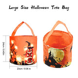 BEMISO Halloween Trick or Treat Bags With LED light Halloween Candy Basket Tote Bags Multipurpose Reusable Goody Bucket for Kids Halloween Party Favors (Orange) - Glow-Paradise