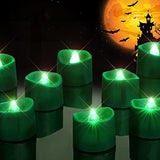 Homemory 24-Pack Eerie Green Tea Lights Battery Operated, Halloween Candle Tea Lights, Flameless Flickering Green Candles, Ideal for Halloween, Holiday Decor, Theme Party, Dia 1-2/5" x H 1-1/4'' - Glow-Paradise