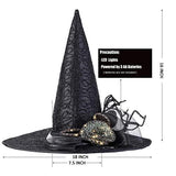 QinYing Black Halloween Costume LED Light Witch Hats for Women Steeple Top with Lamp for Party Black - Glow-Paradise