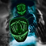 ILEBYGO Halloween LED Purge Mask Scary Light Up Mask with EL Wire 3 Flashing-Modes for Halloween Festival, Party, Cos Play (Green) - Glow-Paradise