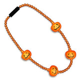 LED Pumpkin Light Up Beads Necklace, Fun Halloween Jewelry - Glow-Paradise