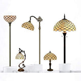 WERFACTORY Tiffany Style Table Lamp Cream Stained Glass Crystal Bead Lamp 12X12X22 Inches Mother-Daughter Vase Desk Reading Light Decor Bedroom Living Room Home Office (LED Bulb Included) S005 Series - Glow-Paradise