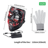 Halloween Scary Mask with LED Gloves Kit, LED Costume Mask EL Wire Light Up Mask for Halloween Costume Festival Cosplay(Mix Pink&Blue) - Glow-Paradise
