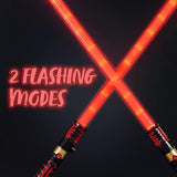 Light Up Saber 2-in-1 LED FX Dual Red Light Swords Set with Sound (Motion Sensitive) and Realistic Handle for Halloween Costume Accessories, Xmas Presents, Galaxy War Fighters and Warriors - Glow-Paradise