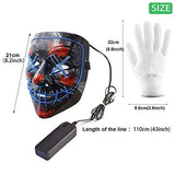 Halloween Scary Mask with LED Gloves Kit Cosplay, LED Costume Mask EL Wire Light Up Mask for Halloween Costume Festival Cosplay,Music Festival Parties (Blue) - Glow-Paradise