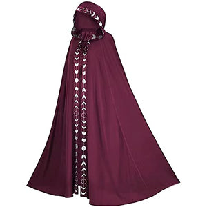 CNECIN Unisex Mysterious Renaissance Wizard Witch Hooded cloak Halloween Cosplay Costume Party Cape - Glow-Paradise