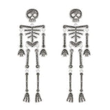 White Skeleton Halloween Earring for Women, Skull Halloween Drop Earrings 9.7cm - Glow-Paradise