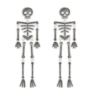 White Skeleton Halloween Earring for Women, Skull Halloween Drop Earrings 9.7cm - Glow-Paradise