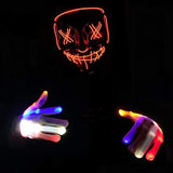 Halloween Scary Mask with LED Gloves Kit Cosplay, LED Costume Mask EL Wire Light Up Mask for Halloween Costume Festival Cosplay,Music Festival Parties (Red) - Glow-Paradise