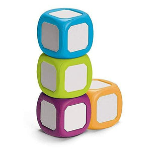 hand2mind Plastic Small Write-On/Wipe-Off Dice for Kids Ages 5-8, Dry Erase Surface On All Sides, Draw Letters, Numbers, and Numeral Operations, 4-Color Dice Measures 2-Inches (Pack of 4) - Glow-Paradise