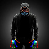 Halloween Scary Mask with LED Gloves Kit, LED Costume Mask EL Wire Light Up Mask for Halloween Costume Festival Cosplay (Blue&Orange) - Glow-Paradise