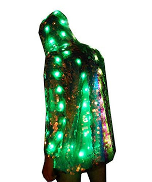 YONIYOWO Sequin 15 Color LED with Remote Jacket Womens Outer Wear Fancy Dress for Xmas Halloween Performence Costume (Jacket, L) - Glow-Paradise