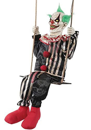 Morris Swinging Chuckles The Clown Animated Talking Halloween Decoration Prop Décor - Glow-Paradise