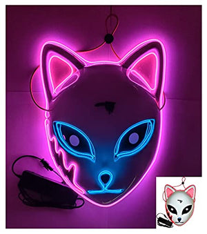 BAYDELKU Double Color Halloween Led Purge Mask Twinkling with Music Speed Mask (Pink- Blue) - Glow-Paradise