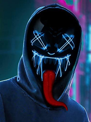Halloween Scary LED Mask Light Up Mask for Women Men Festival Monster Cosplay Halloween Red Green Blue Neon Costume - Glow-Paradise