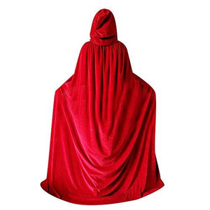 QBSM Adult Red Cloak with Hood Robe Halloween Witch Cosplay Little Red Riding Hood Costume for Women and Men - Glow-Paradise