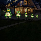 Garden Solar Lights Outdoor Decorations, Waterproof Frog Crackle Glass Globe Metal Garden Stake Lights, Solar Powered Warm White LED Light for Halloween Christmas Pathway Lawn Patio Yard Decor - Glow-Paradise