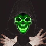 Skull Mask Scary Halloween Mask for Halloween Light Up Skull Mask Festival Party with 3 Flash Modes Green - Glow-Paradise