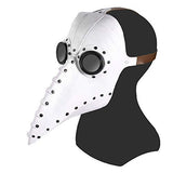 Stegosaurus Plague Doctor Bird Mask Long Nose Beak Cosplay Steampunk Halloween Costume Props Latex Material D-White - Glow-Paradise